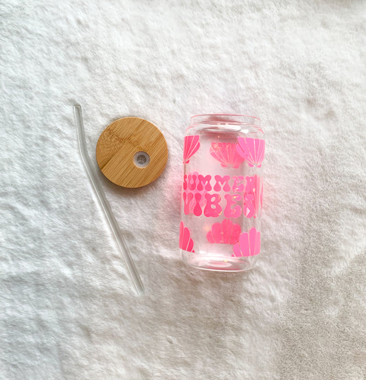 Glass Can Cup 16oz - Summer Vibes