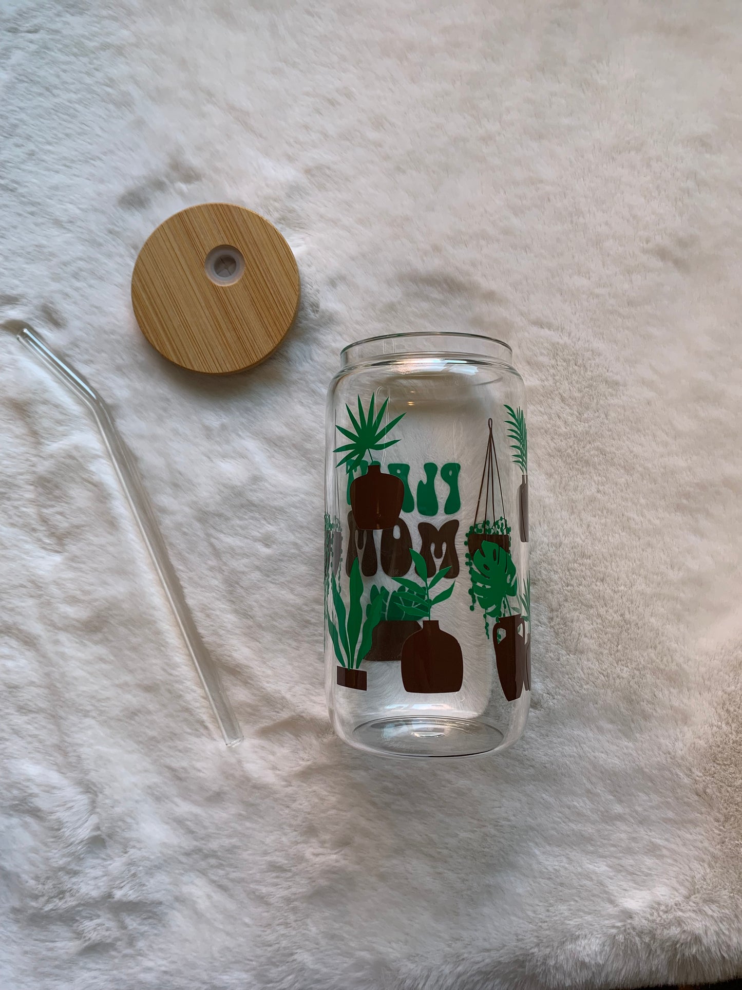 Glass Can Cup 16oz - Plant Mom