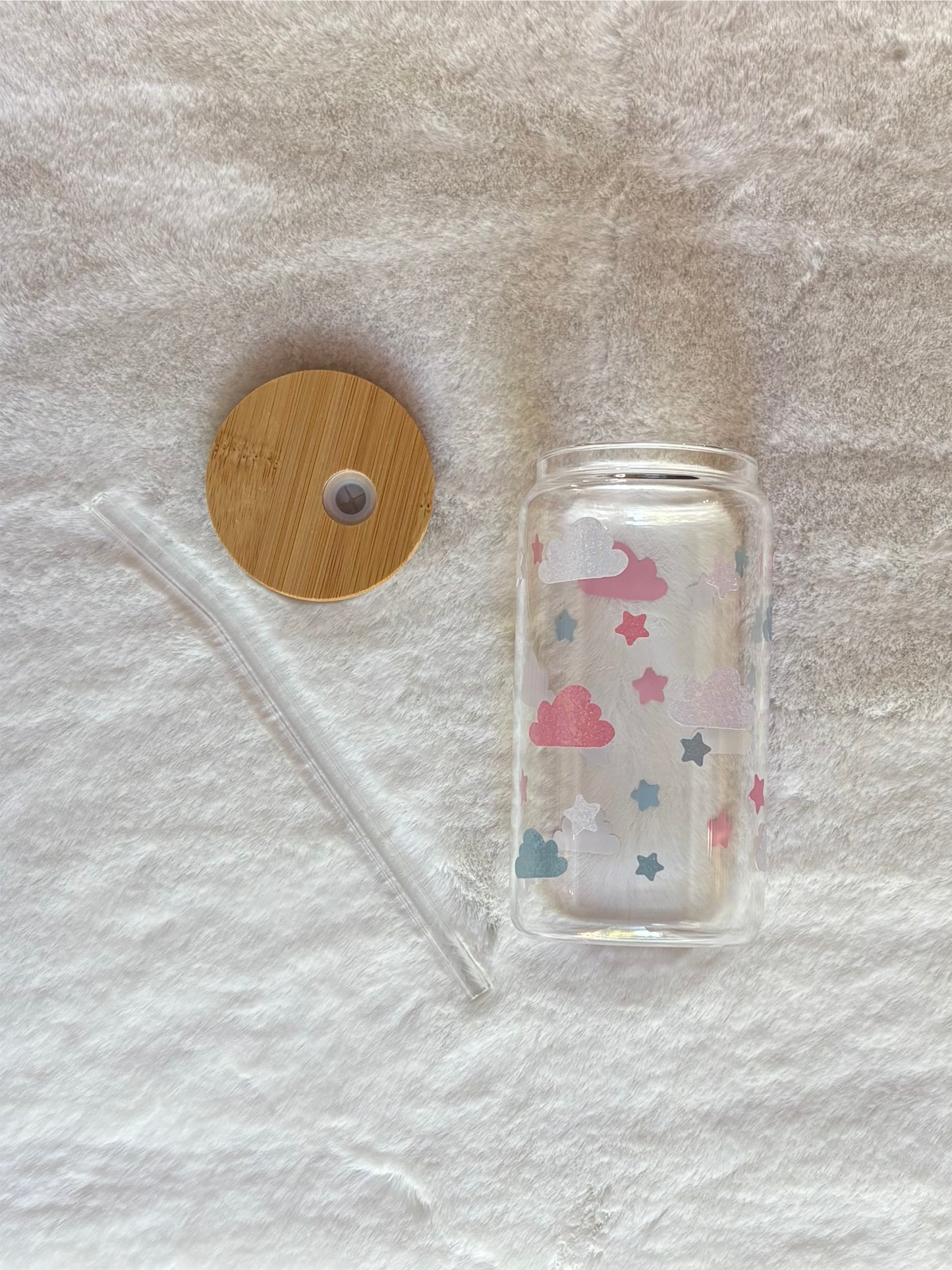 Glass Can Cup 16oz - Clouds and Stars - Elation Collective