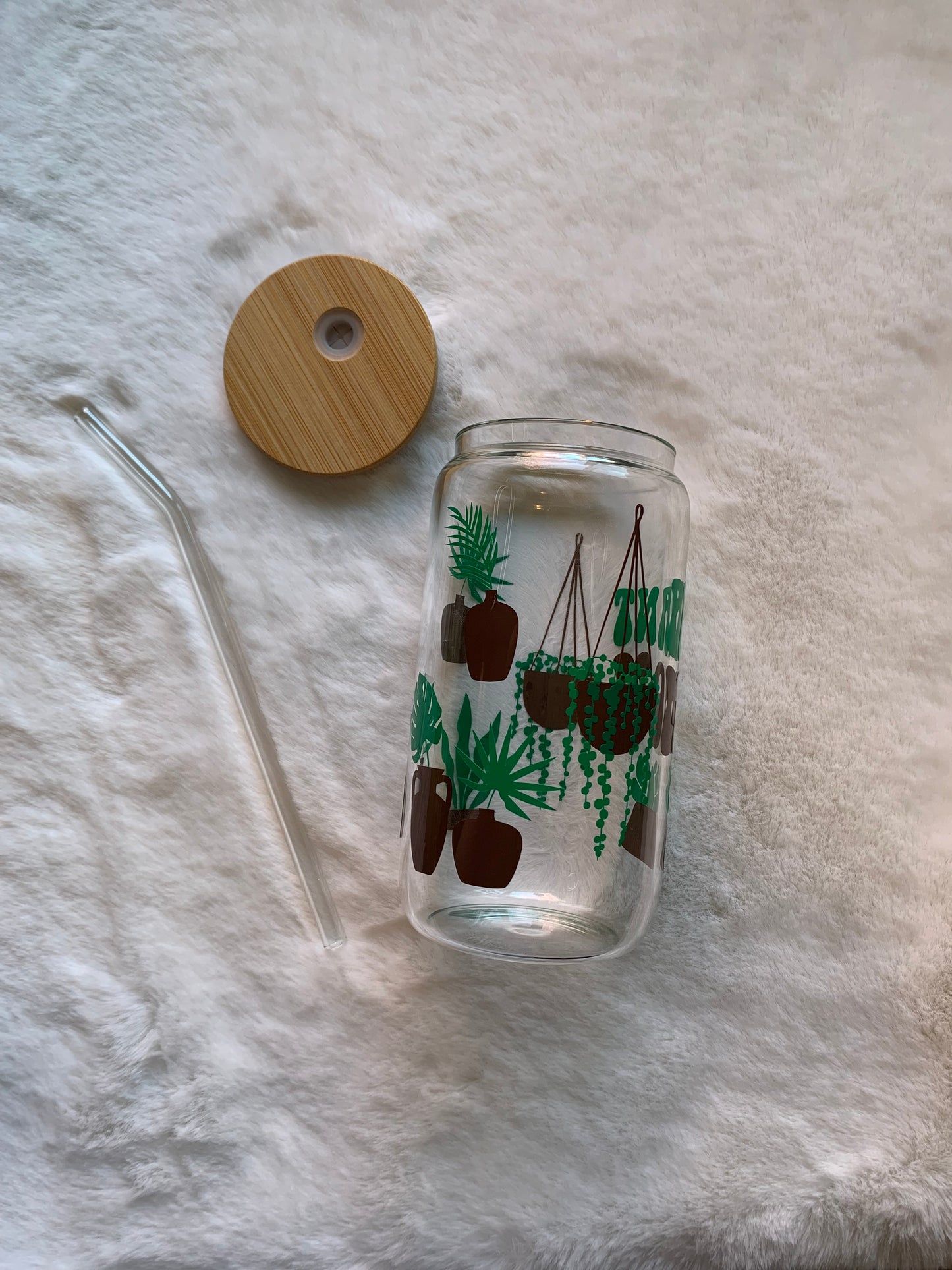 Glass Can Cup 16oz - Plant Mom
