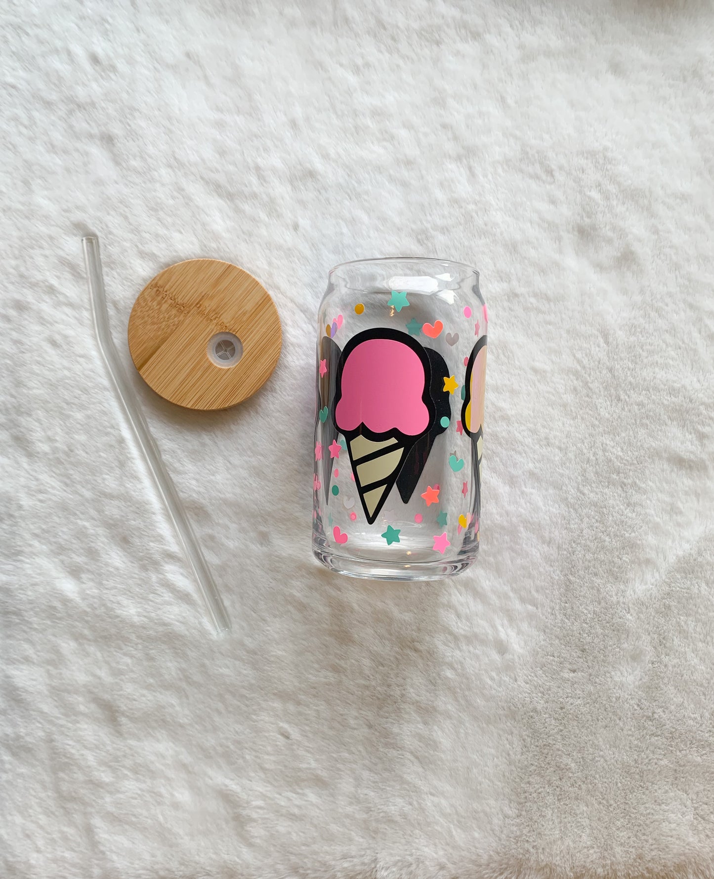 Glass Can Cup 16oz - Ice Creams
