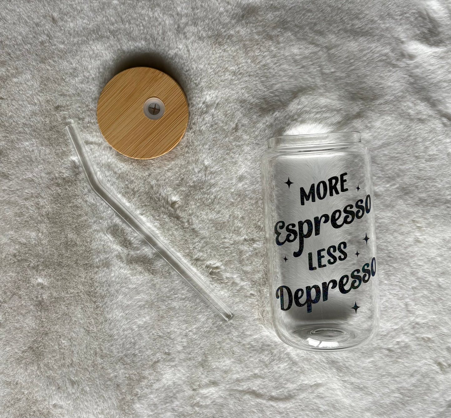 Glass Can Cup 16oz - More Espresso Less Despresso - Elation Collective