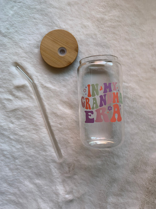 Glass Can Cup 16oz - In My Grandma Era