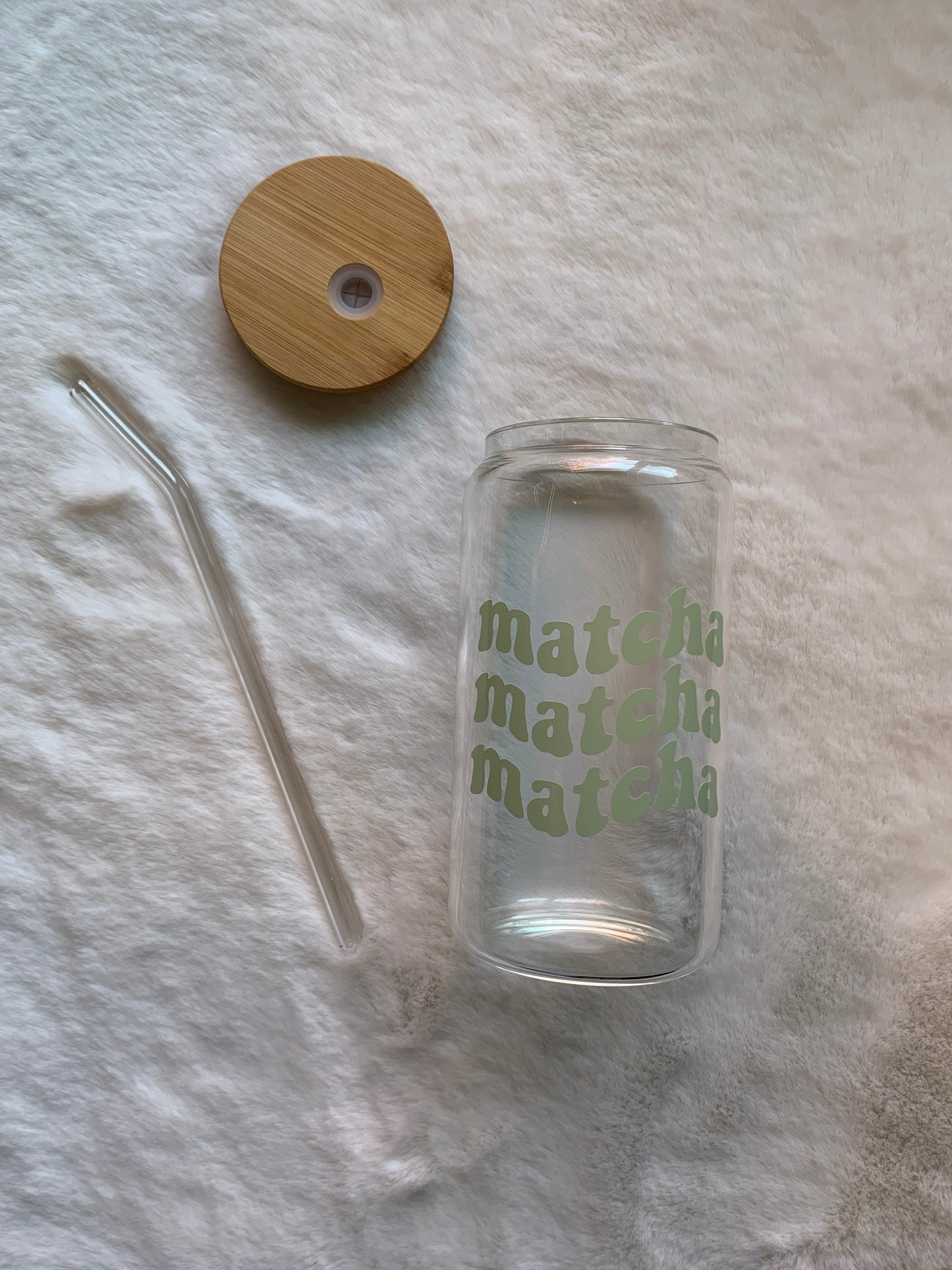 Glass Can Cup 16oz - matcha matcha matcha