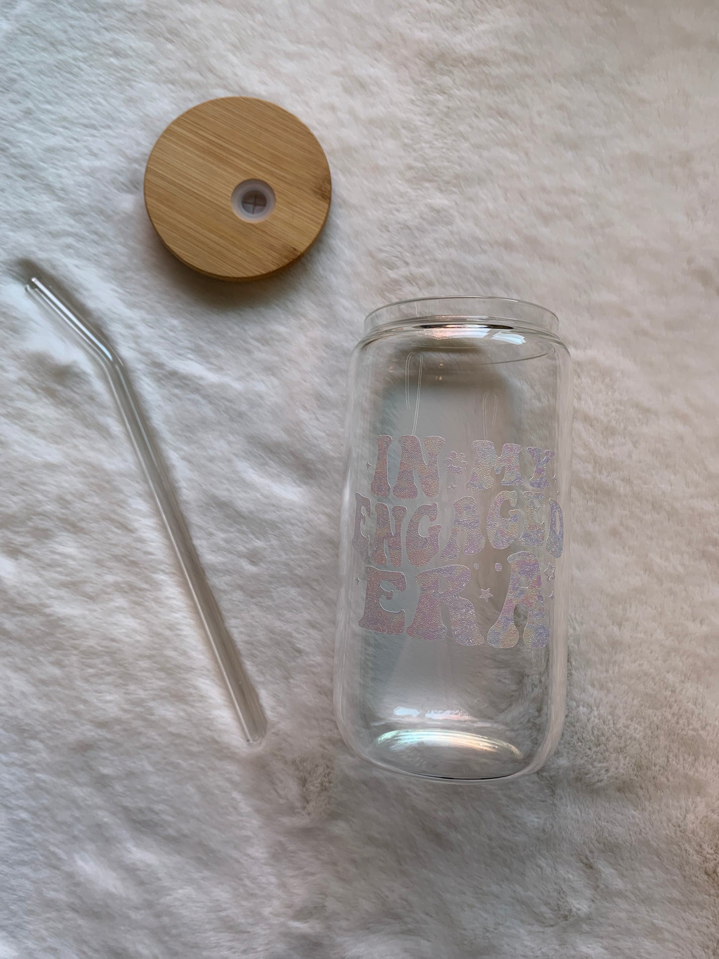 Glass Can Cup 16oz - In My Engaged Era