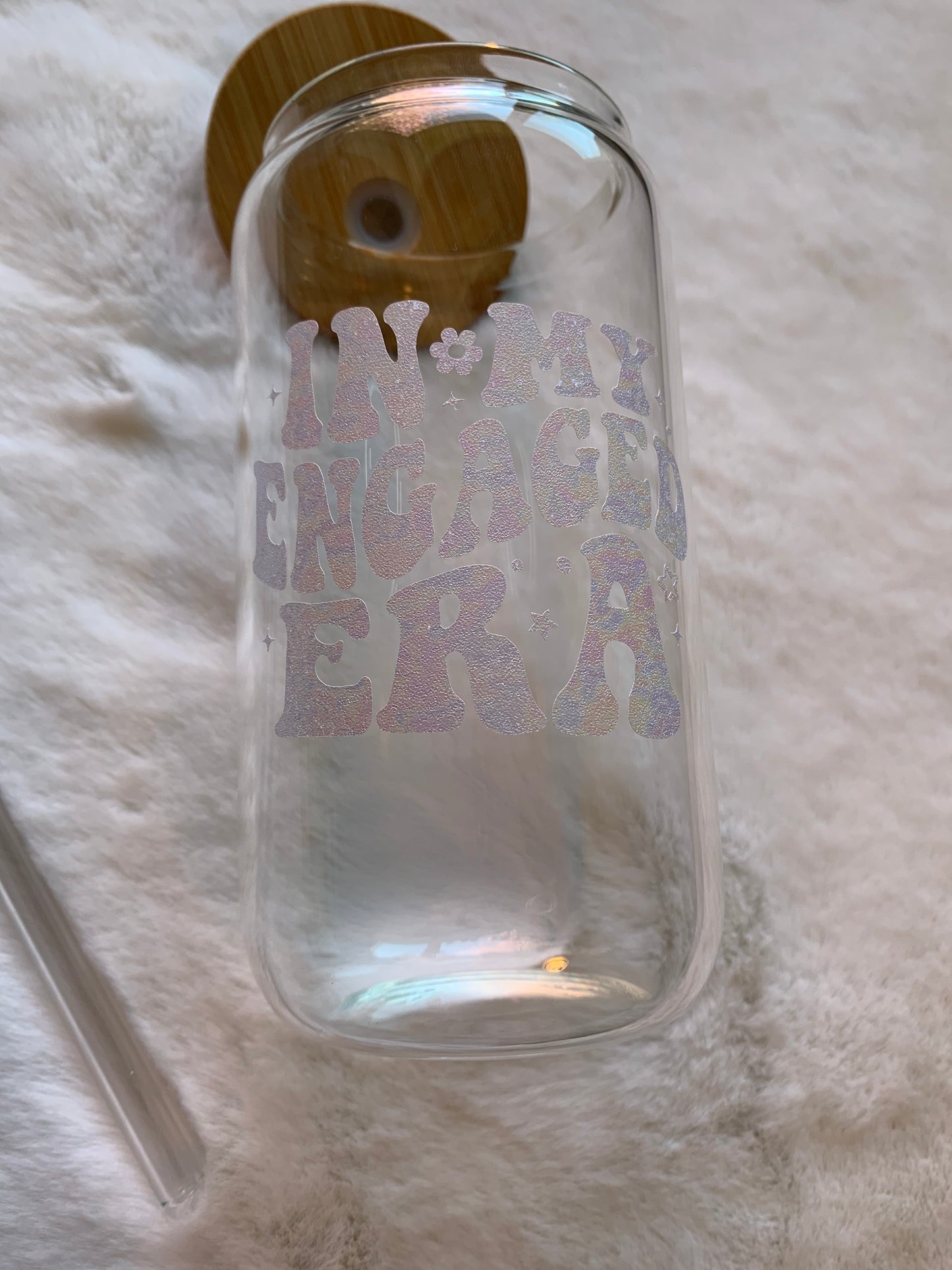 Glass Can Cup 16oz - In My Engaged Era