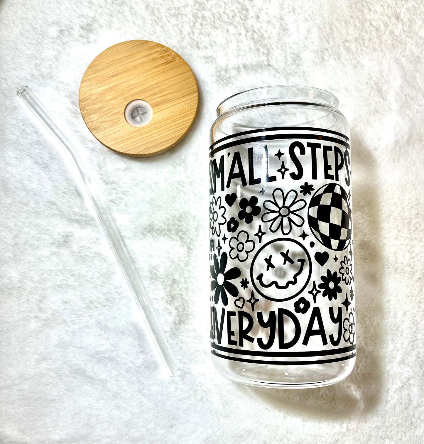 Glass Can Cup 16oz - Small Steps Everyday