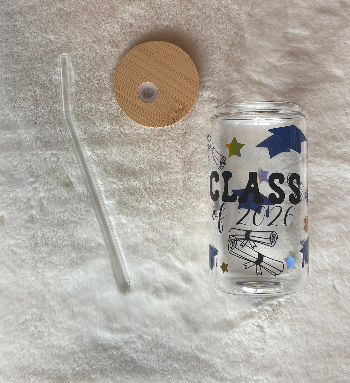 16oz Glass Cup - Grad 2026 | Stylish Drinkware for Every Occasion