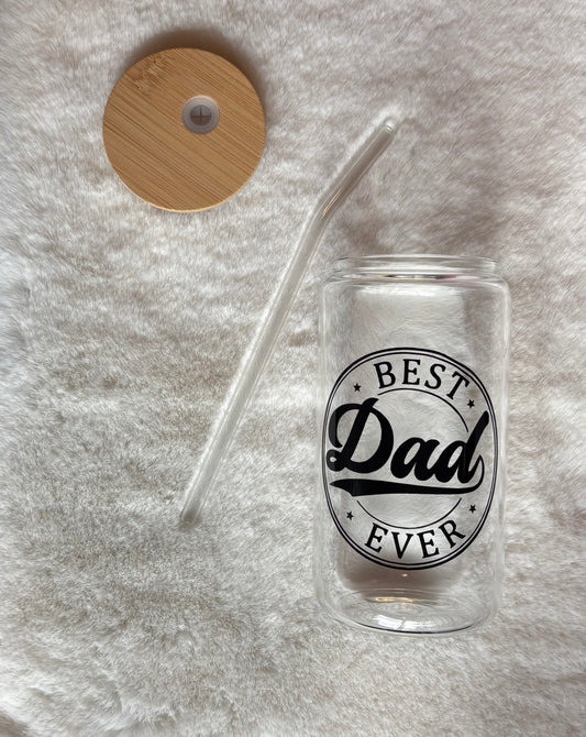 16oz Glass Cup - "Best Dad Ever" | Stylish Drinkware for Every Occasion