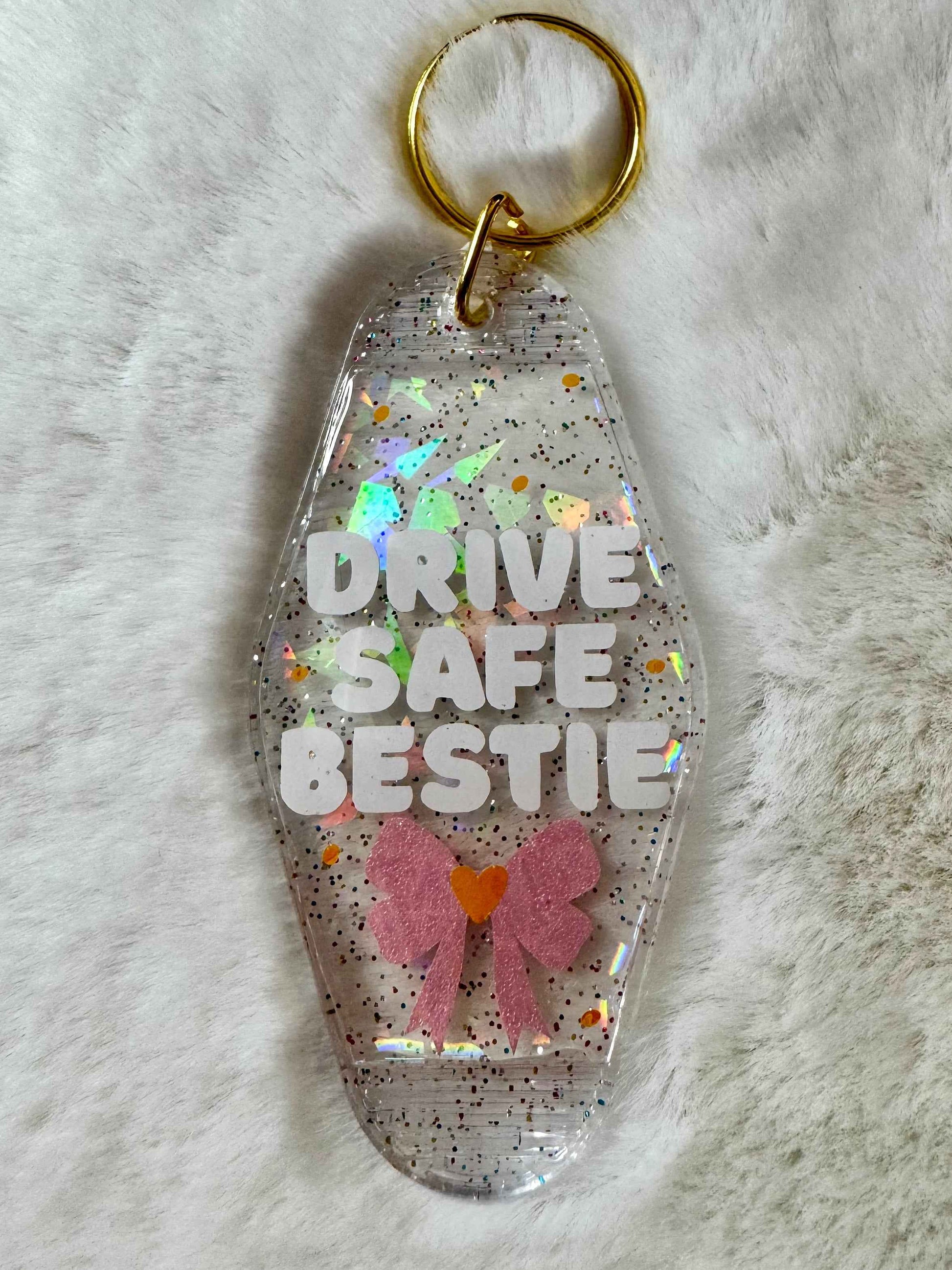 Motel Keychains - “Drive Safe Bestie” | Vintage-inspired Keychain