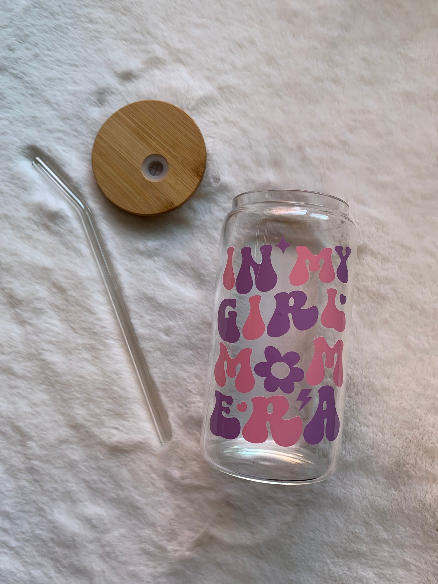 Glass Can Cup 16oz - In My Girl Mom Era