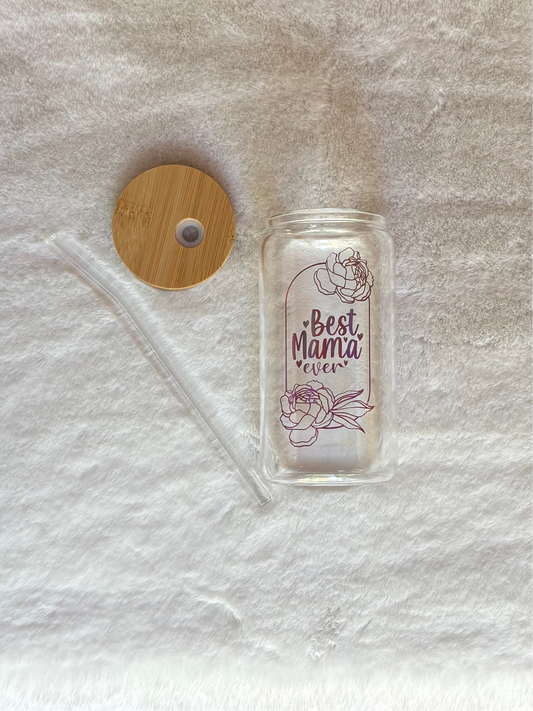 Glass Can Cup 16oz - Best Mama Ever