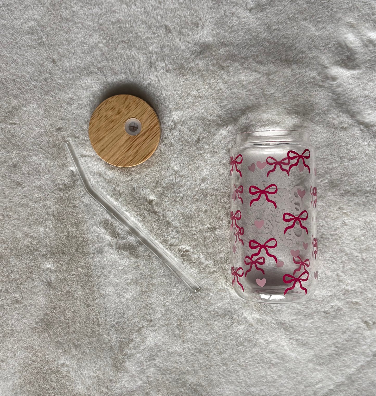 Glass Can Cup 16oz - Books and Coffee Valentine’s Edition - Elation Collective