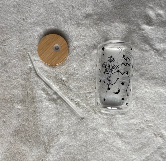 Glass Can Cup 16oz - Pisces