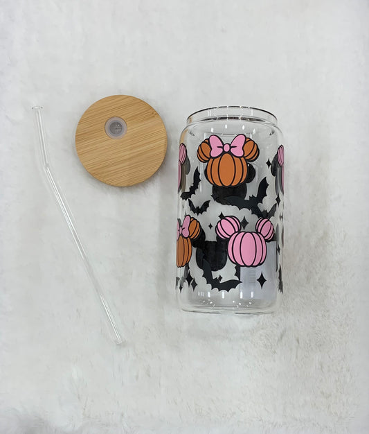 Glass Can Cup 16oz - Mouseface Fall