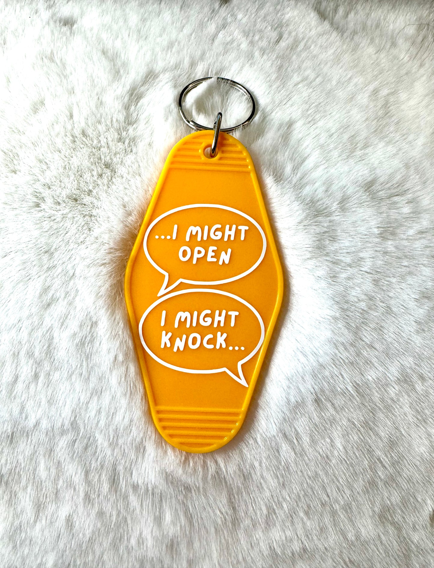 Motel Keychains - I Might Open I Might Knock