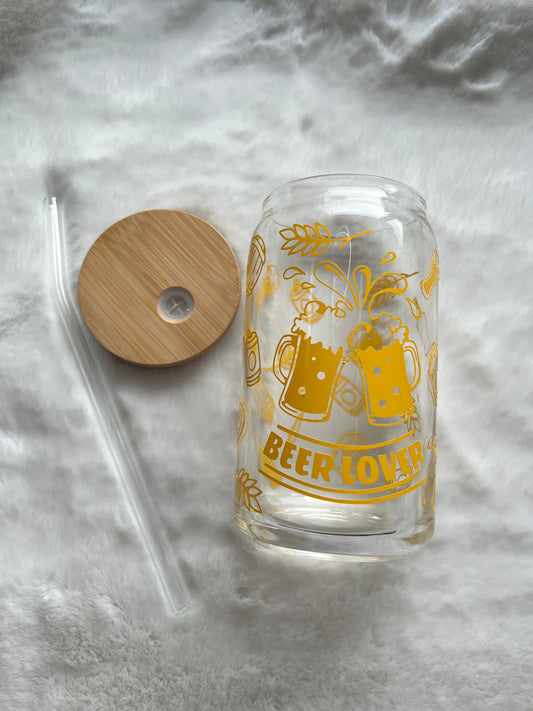 Glass Can Cup 16oz - Beer Lover