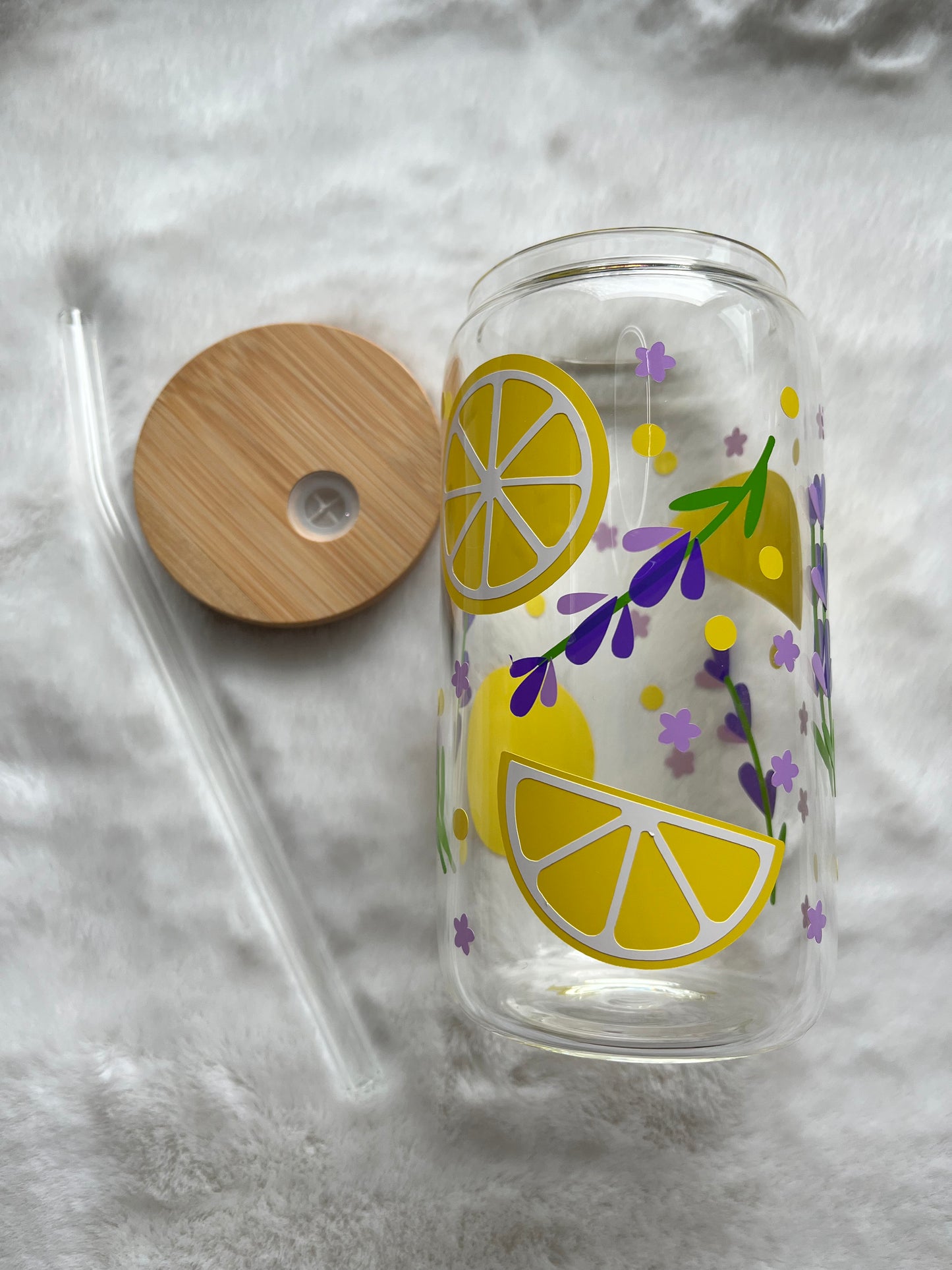 Glass Can Cup 16oz - Lemon Lavender