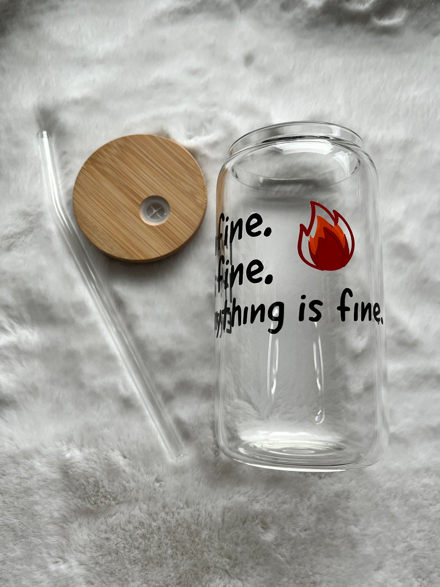 Glass Can Cup 16oz - I'm Fine