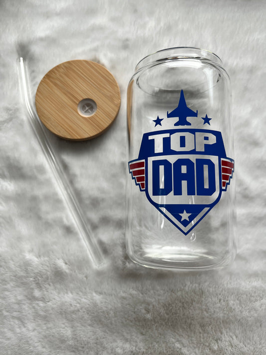 Glass Can Cup 16oz - Top Dad