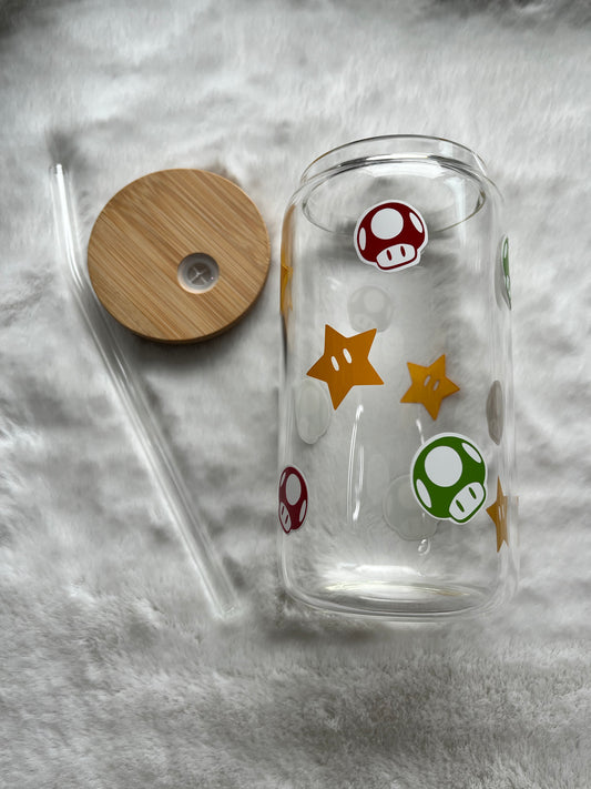 Glass Can Cup 16oz - Gamer Icons