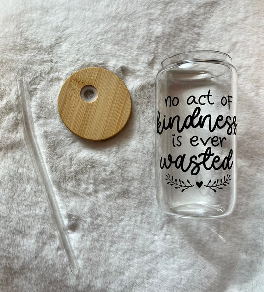 Glass Can Cup 16oz - Kindness