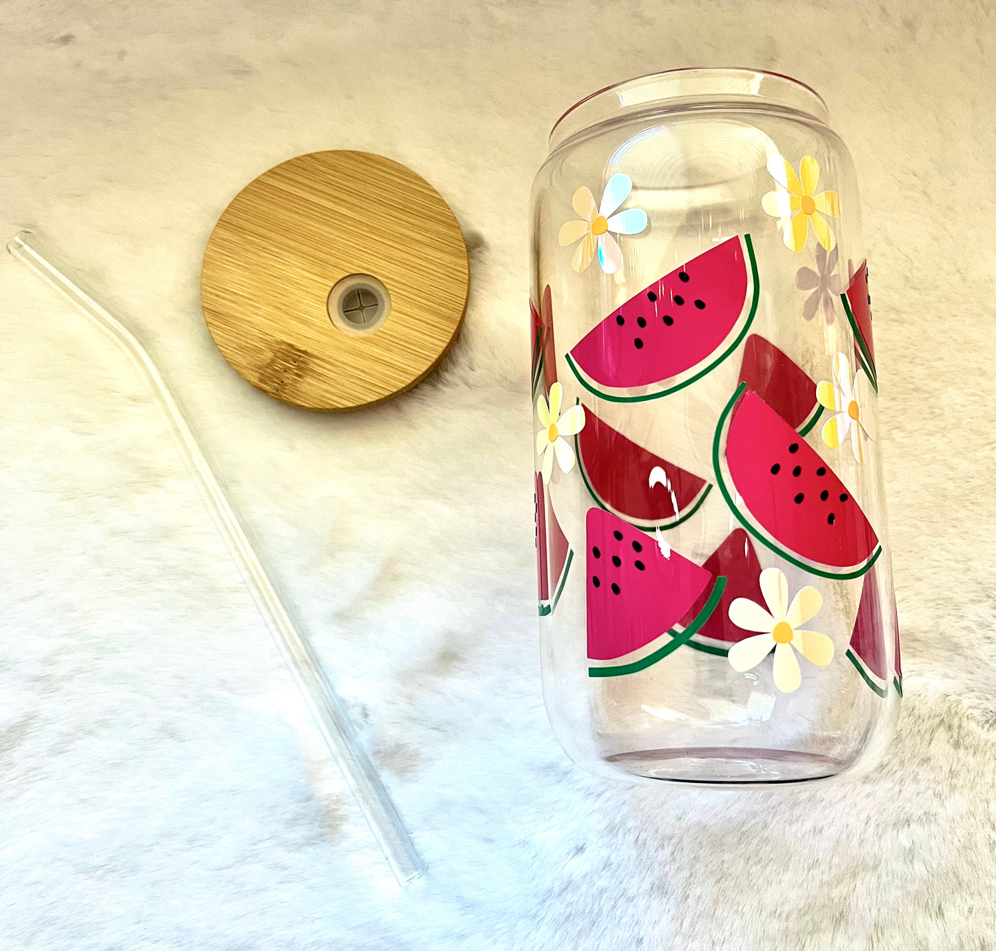 Glass Can Cup 16oz - Watermelon Sugar