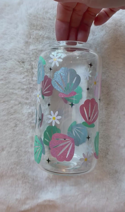 16oz Glass Cup - Seashells | Stylish Drinkware for Every Occasion